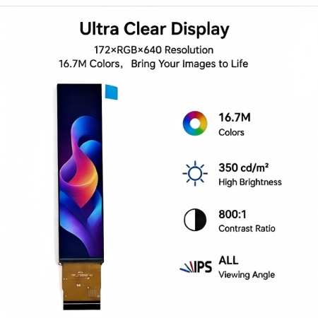 3.69-inch resolution 172 * 640TFT display screen 3