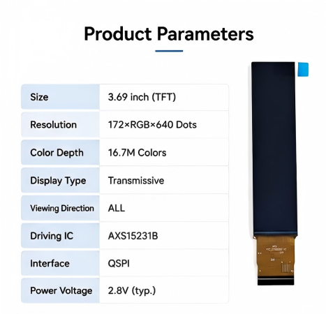 3.69-inch resolution 172 * 640TFT display screen 4