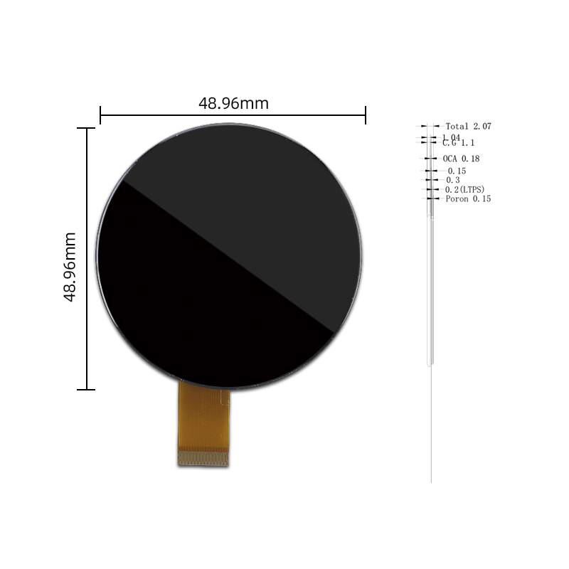 AMOLED LCD Module: 1.75”466RGB*466Dot MIPI OR QSPI 圆屏 2