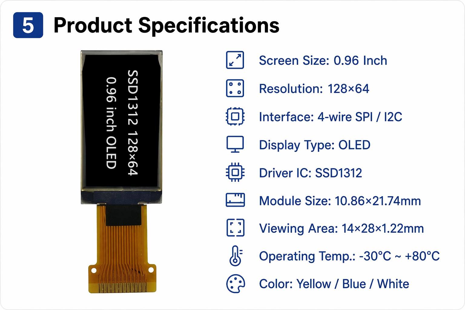 0.96 inch PMOLED display screen 2